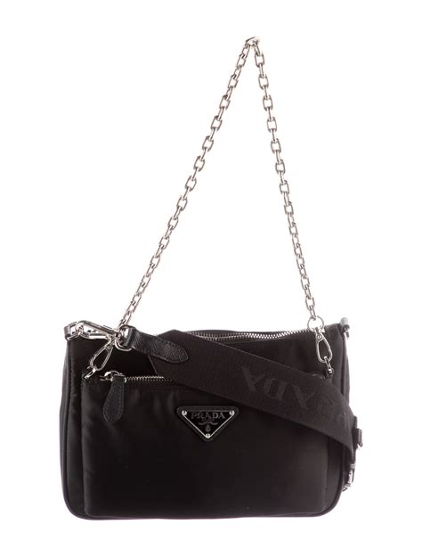 prada black nylon tessuto saffiano bandoliera crossbody